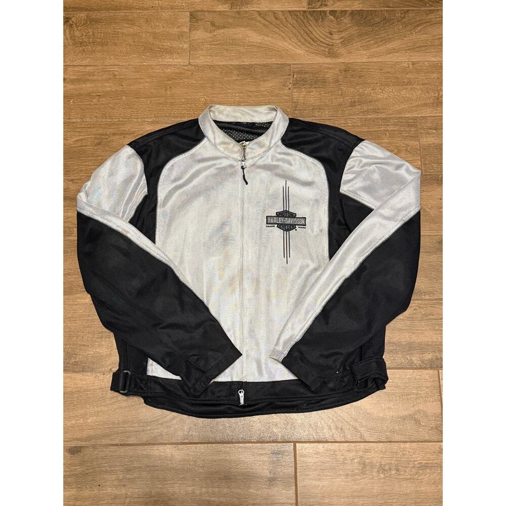 Harley Davidson Jacket Motorcycle Biker Logo Zip Up Vintage Gray - XXL